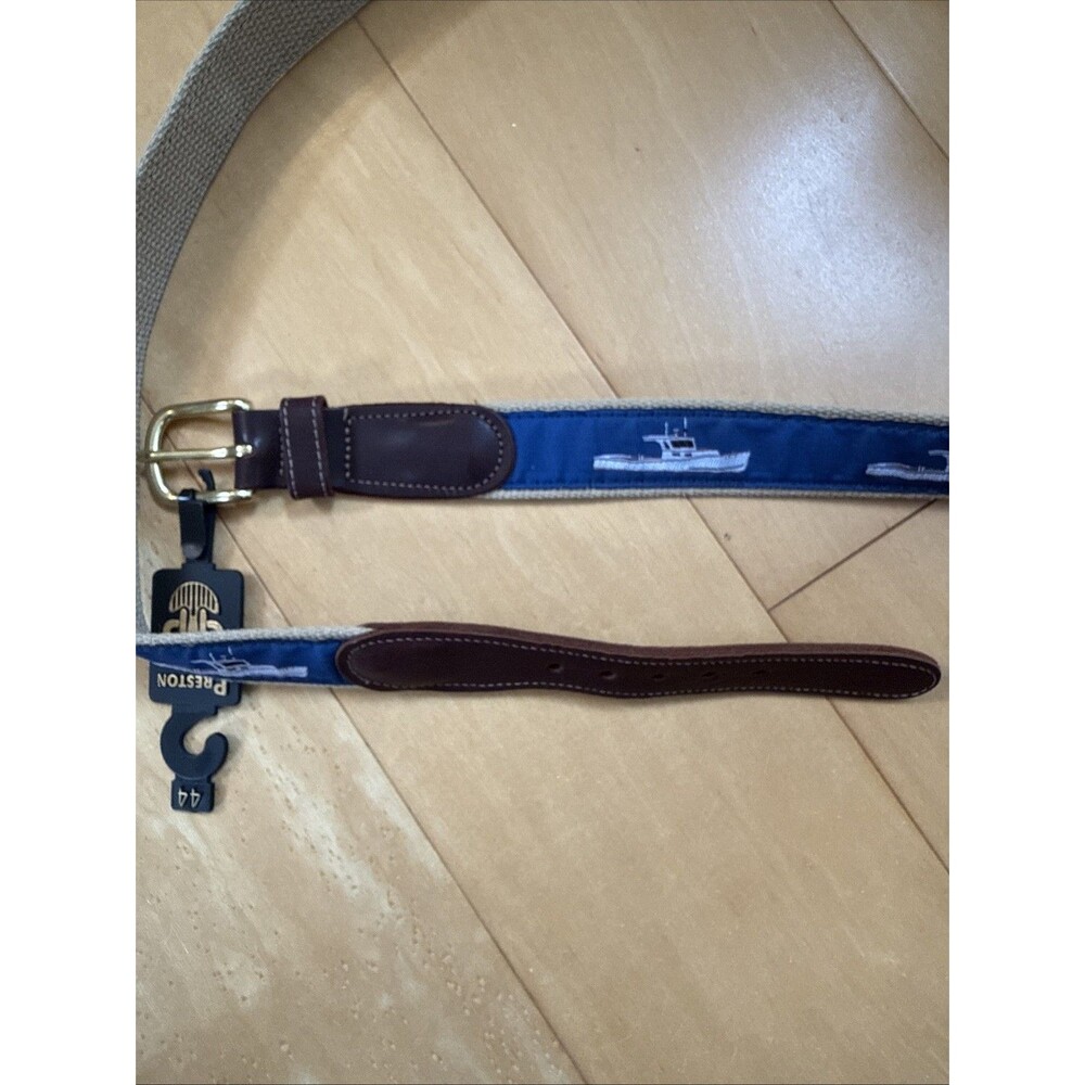 BOAT BELT Preston Leather Made In New England Blue Men’s Belt Size 44